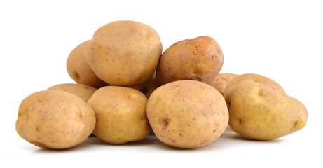 Ripe potatoes isolated on white background