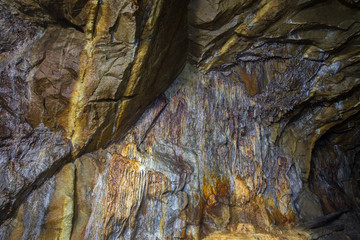 Underground abandoned gold ore mine shaft tunnel gallery