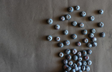 Freshly picked blueberries. Ripe and juicy fresh picked bilberries close up.