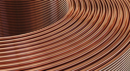 Closeup of copper wires. 3D Illustration   - obrazy, fototapety, plakaty