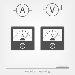 Ammeter and voltmeter icons.