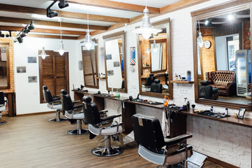 interior of a barber in a loft style