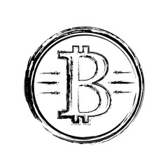 Bitcoin ink drawing, vintage style for t shirt and printing.