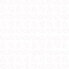 cute seamless pattern with pink outline  hearts on white background