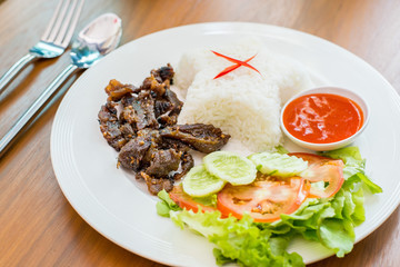 chili paste dip crap and rice