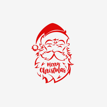 Santa Claus hat and beard logo vector illustration.