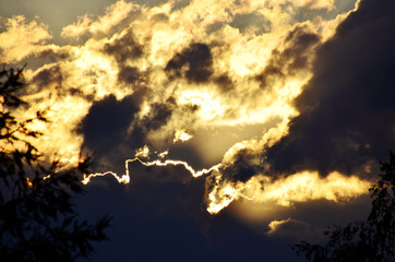 Fototapeta premium Sunset in the clouds. Cozy sky.