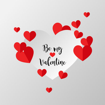 Valentine's day Love abstract background with cut paper heart. Vector for greeting