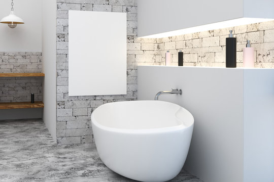 Contemporary bathroom with empty poster