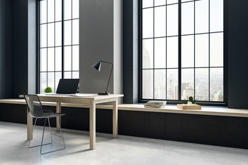 Workplace in minimalistic interior