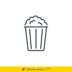 Popcorn Icon / Vector - In Line / Stroke Design