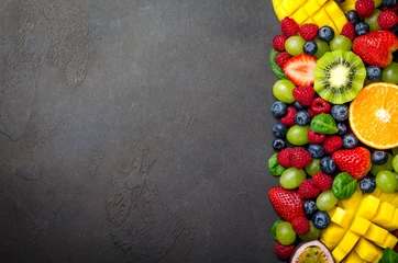 Zelfklevend Fotobehang Fruit platter, top view © losinstantes