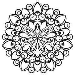 Isolated mandala for coloring book. Floral ornament for antistress adult drawing. Suitable for laser cutting.