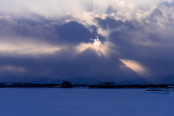 北の大地の夕暮れ