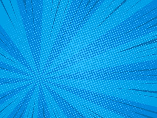 Pop art comic background speed beams halftone dots.