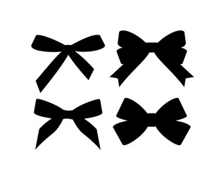 Set of black silhouette gift bows. Vector illustration. Concept for invitation, banners, gift cards, congratulation or website layout vector.