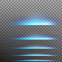 Set. Abstract blue glare effect lights. Transparent background only in EPS 10