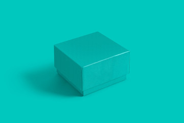 Single gift box isolated on background. Wrapped vintage gift box mock up template ready for your design.