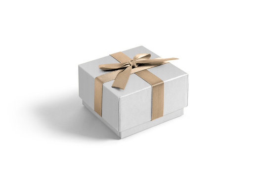 Single gift box isolated on background. Wrapped vintage gift box mock up template ready for your design.