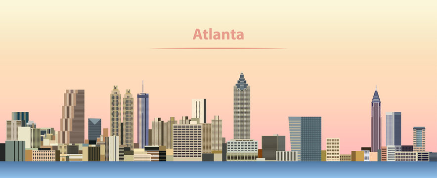 Atlanta city skyline at sunrise vector illustration