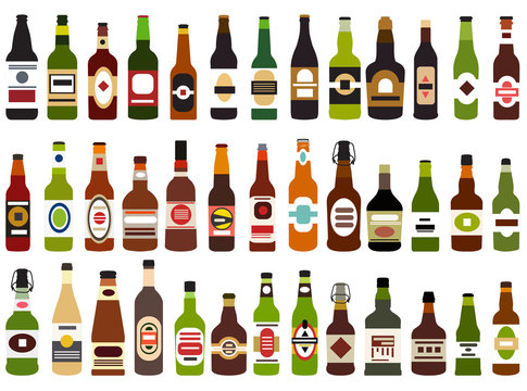 alcohol bottles isolated on white background vector set