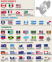 Obraz premium vector flags of North American countries (include Central America and Caribbean countries)
