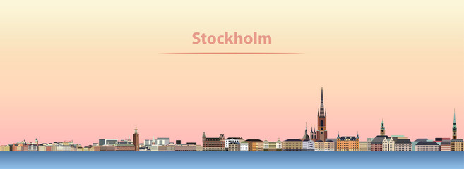 Stockholm city skyline at sunrise vector illustration