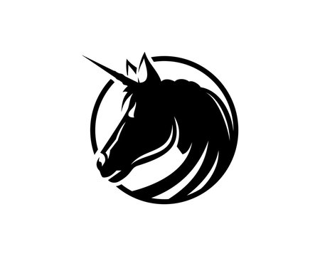 Black Unicorn Head Illustration Symbol Logo Vector