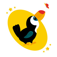 Vector illustration of funny cartoon toucan