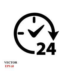 Open 24 hours vector icon - obrazy, fototapety, plakaty