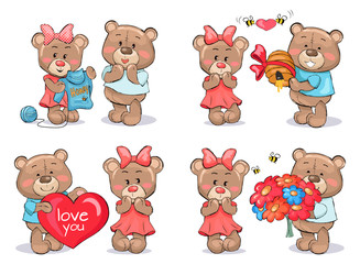 Adorable Teddy Bears Couples Exchange Presents