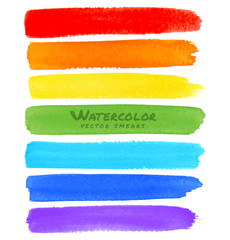 Rainbow Watercolor Brush Smears. Vector illustration