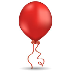 Vector image of reelistic colored balloons bandaged with a bow on a white isolated background.