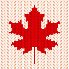 Maple leaf on white - Seamless knitting pattern