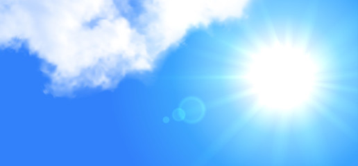 Naklejka na ściany i meble Sun and sky realistic horizontal background. Vector illustration 