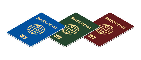Biometric passport set isolated