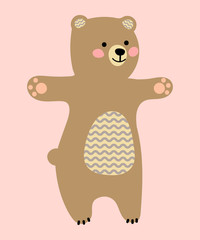 Cute cartoon bear. Flat style. Vector isolated illustration