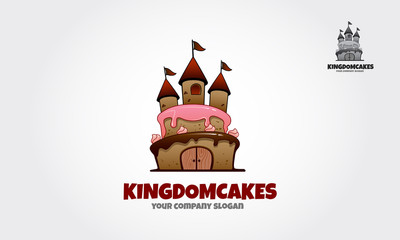 Kingdom Cakes Vector Logo Illustration. It's smart and clean logo while still having a fun side. Logo templates which can be used for cake shop or any others business related.