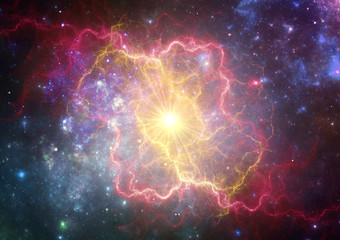 Exploding supernova forming  a new nebula. - obrazy, fototapety, plakaty