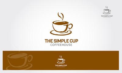 The Simple Cup Coffee House Logo Template. Vector Cup of Coffee on White Background, vector logo illustration