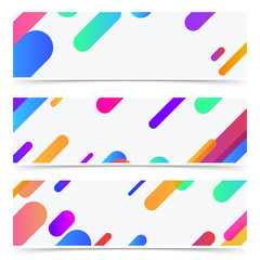 Bright colorful trendy neon childish lines cards collection