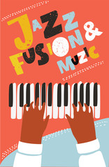 concept modern music poster vector illustration. Print and web design template for summer piano concert, party, jazz session