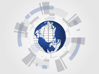 Technology Background. 3d world map for technology concept and global connection. Vector illustration. 
