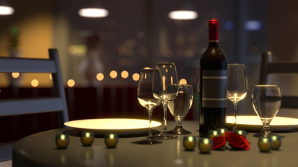 Fototapeta na wymiar Romantic Dinner #1 - Photo Realistic - (3D Rendered)