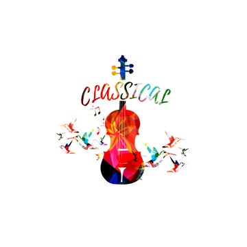 Music colorful background with violoncello. Music festival poster. Cello isolated vector illustration. Music instrument vector