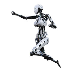 3D Rendering Female Robot on White