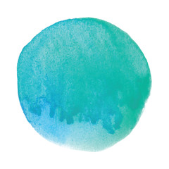 Green and blue round watercolor on white background