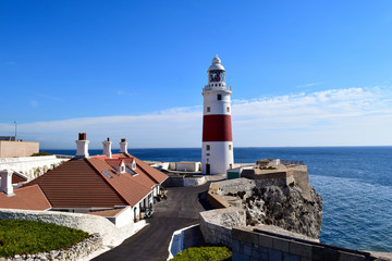 Lighthouse on Europa Point in Gibraltar, a territory of the United Kingdom