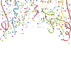 colored streamers and confetti background