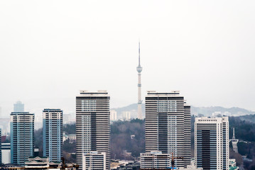 Fototapeta premium Skyline and tv tower pyongyang